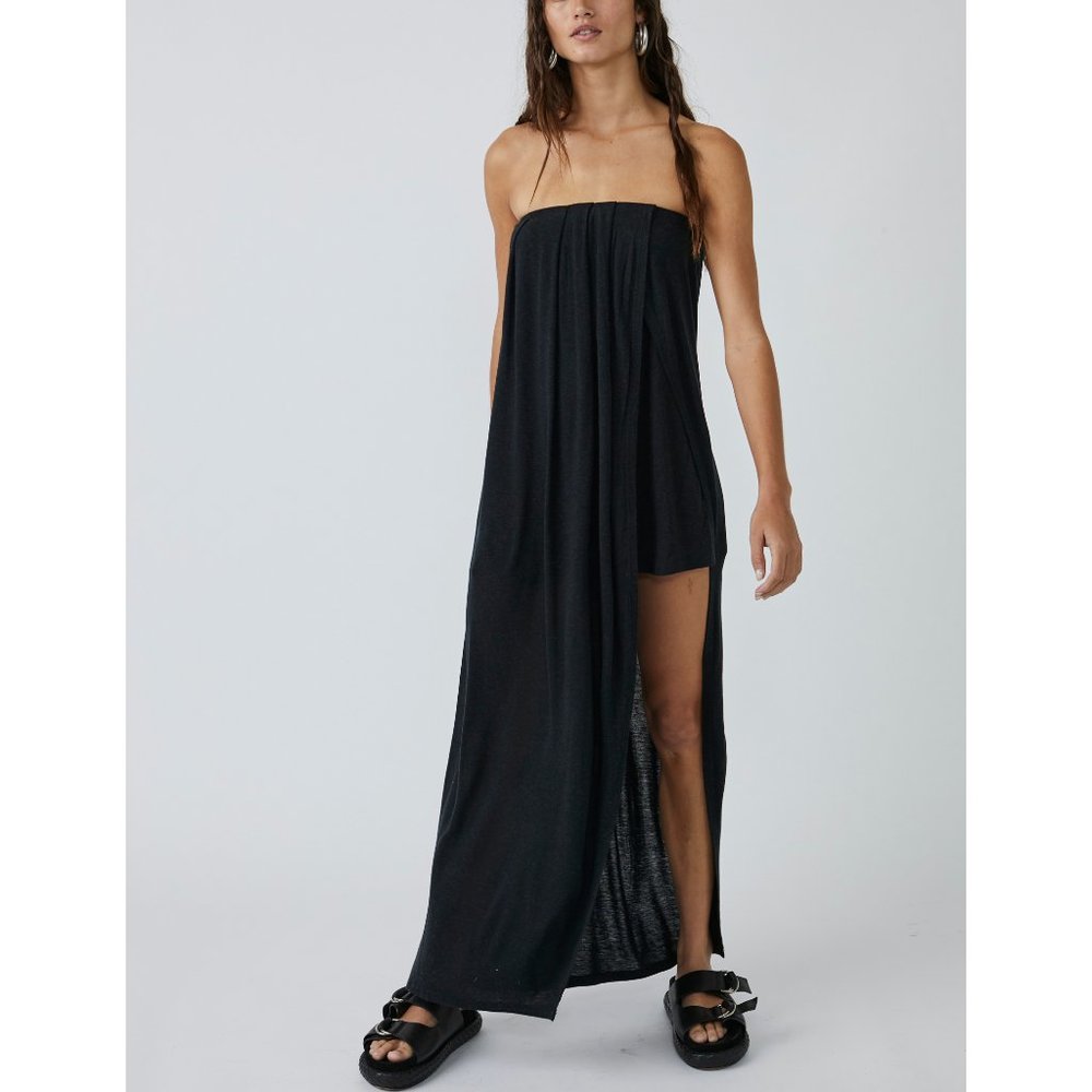 FREE PEOPLE Summer Fling Solid Romper / Washed Black